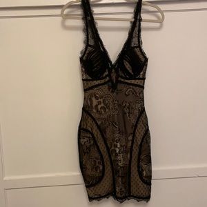 Sexy black lace mini dress